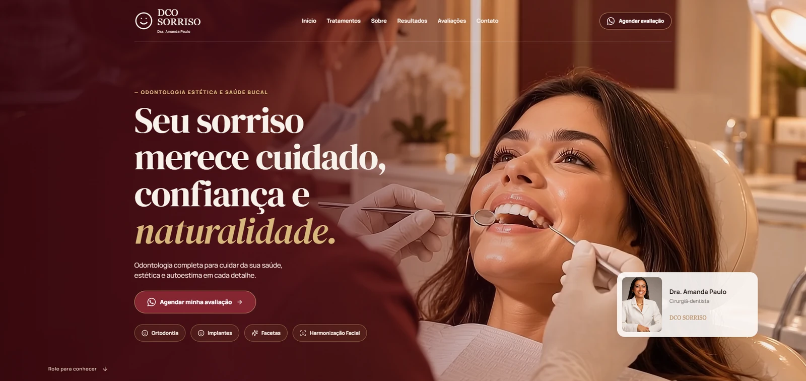 Landing page da DCOSORRISO desenvolvida por Eduardo Lobo