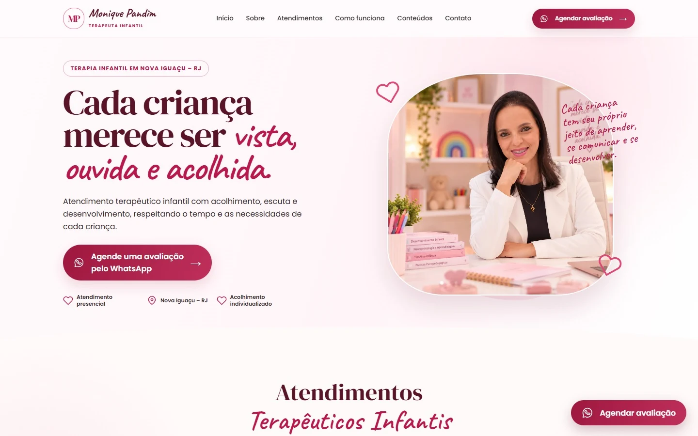 Landing page de Monique Pandim desenvolvida por Eduardo Lobo