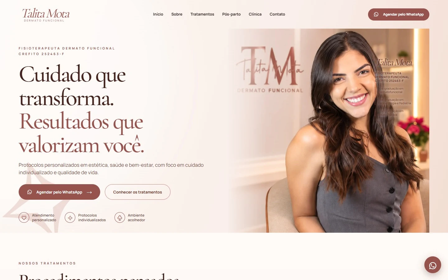Landing page da Clínica Talita Mota desenvolvida por Eduardo Lobo